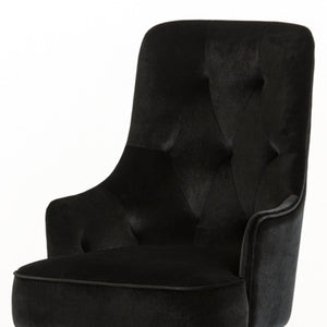 HomeRoots Black Velvet Wing Back Dining Arm Chair - Luxurious Comfort, Timeless Style for Any Space Black 284157