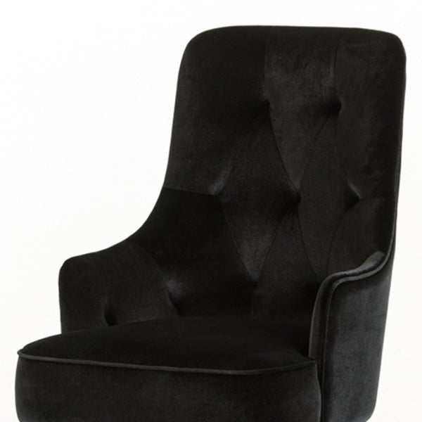 HomeRoots Black Velvet Wing Back Dining Arm Chair - Luxurious Comfort, Timeless Style for Any Space Black 284157