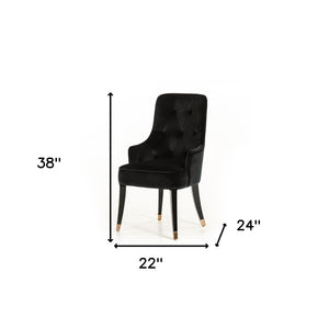 HomeRoots Black Velvet Wing Back Dining Arm Chair - Luxurious Comfort, Timeless Style for Any Space Black 284157