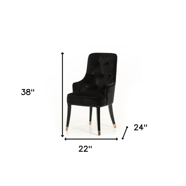 HomeRoots Black Velvet Wing Back Dining Arm Chair - Luxurious Comfort, Timeless Style for Any Space Black 284157
