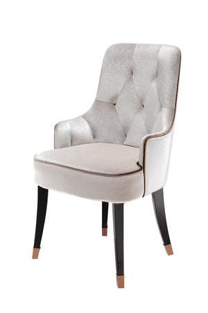 Homeroots White And Black Upholstered Velvet Wing Back Dining Arm Chair White Wood 284159