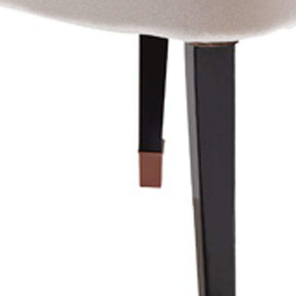 Homeroots White And Black Upholstered Velvet Wing Back Dining Arm Chair White Wood 284159