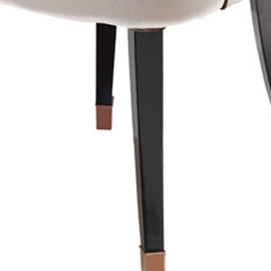 Homeroots White And Black Upholstered Velvet Wing Back Dining Arm Chair White Wood 284159