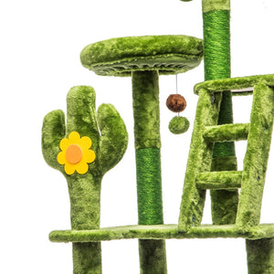 English Elm 72in Cactus Cat Tower Sisal Posts Plush Perches Capsule Pod Multi-level Climb Green W1578P447627