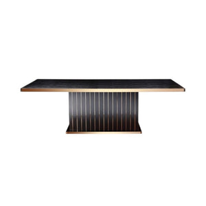 95 Inch Black Gold Finish Solid Wood Pedestal Base Rectangular Large Dining Table