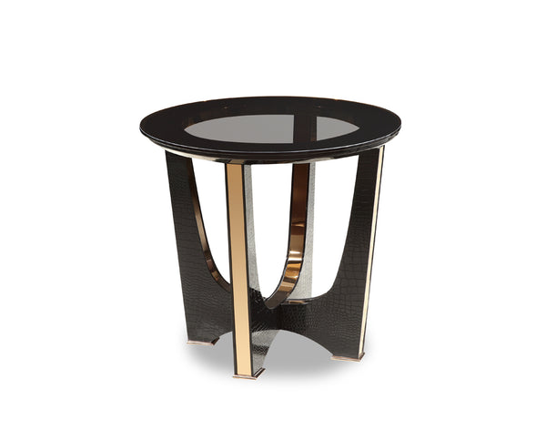 Homeroots 22" Black Glass Round End Table   284167