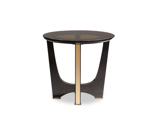 Homeroots 22" Black Glass Round End Table   284167