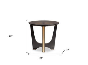 Homeroots 22" Black Glass Round End Table   284167