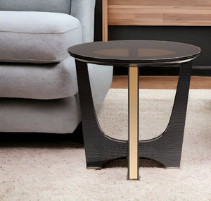 Homeroots 22" Black Glass Round End Table   284167