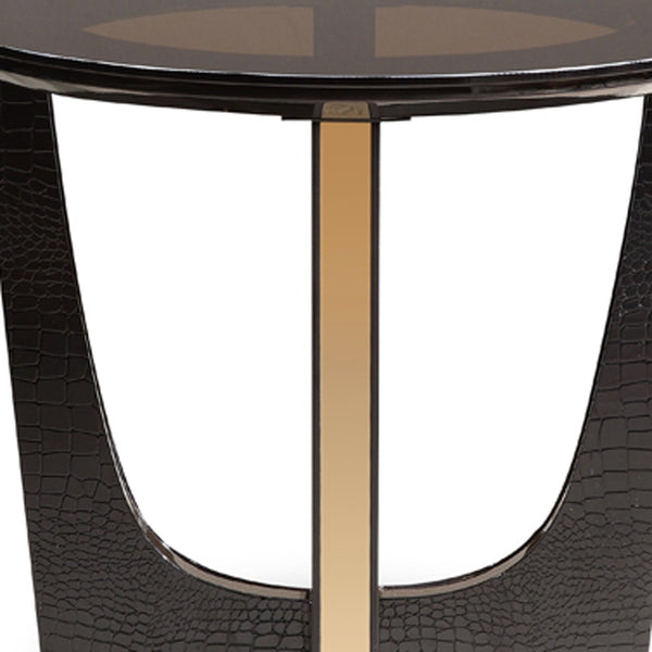 Homeroots 22" Black Glass Round End Table   284167