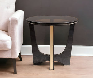Homeroots 22" Black Glass Round End Table   284167