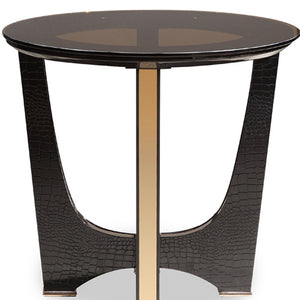 Homeroots 22" Black Glass Round End Table   284167