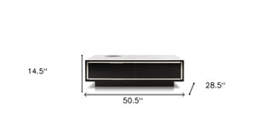 Homeroots 51" Black Faux Leather Coffee Table With Two Drawers   284169