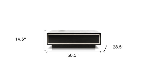 Homeroots 51" Black Faux Leather Coffee Table With Two Drawers   284169