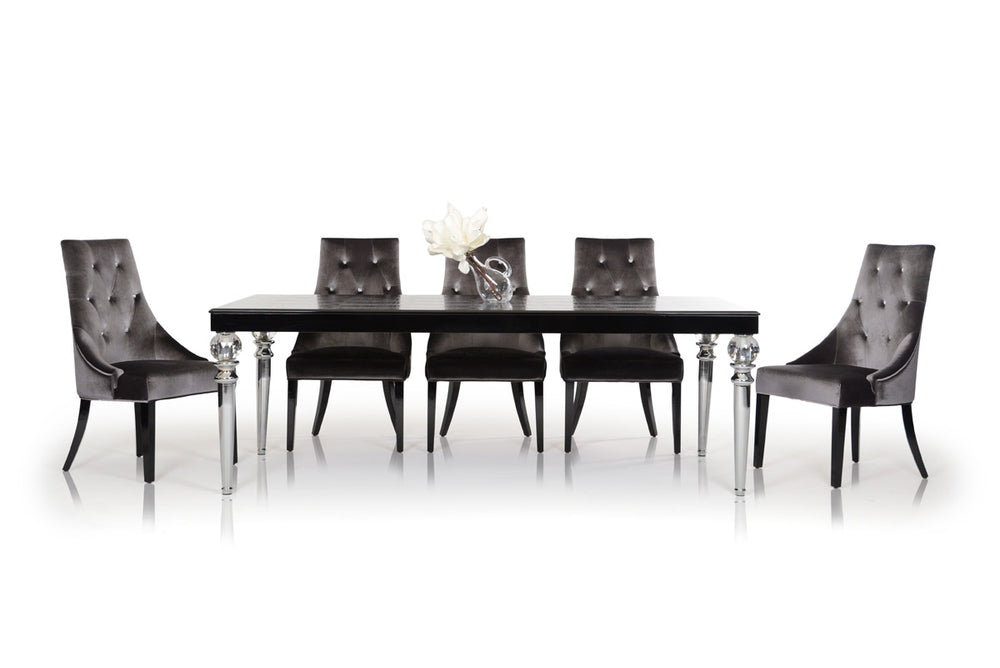 Homeroots 31" Black Crocodile Lacquer Dining Table  Crystal 284180