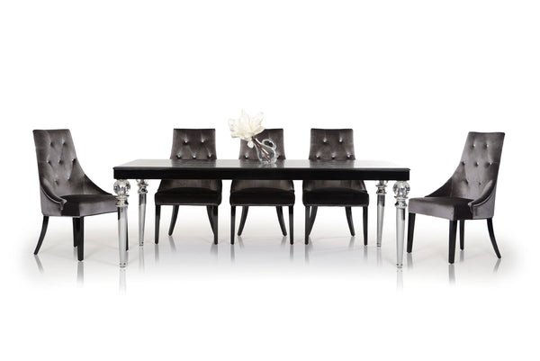 Homeroots 31" Black Crocodile Lacquer Dining Table  Crystal 284180