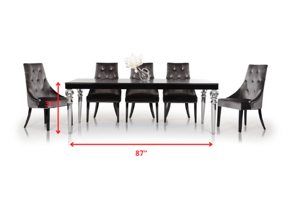 Homeroots 31" Black Crocodile Lacquer Dining Table  Crystal 284180