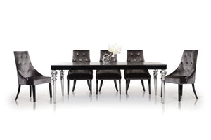 Homeroots 31" Black Crocodile Lacquer Dining Table  Crystal 284180