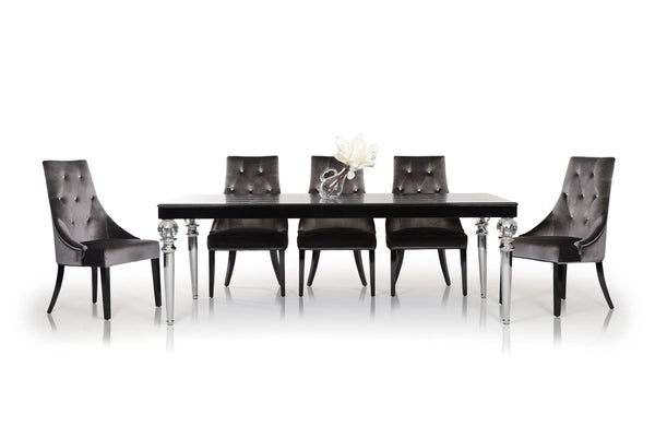 Homeroots 31" Black Crocodile Lacquer Dining Table  Crystal 284180