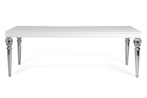 Homeroots 31" White Crocodile Dining Table With Crystal Clear Legs  Crystal 284182