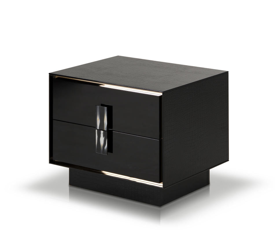 Homeroots 21" Black Mdf And Steel Nightstand With Two Drawers   284187