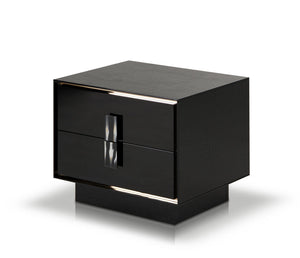 Homeroots 21" Black Mdf And Steel Nightstand With Two Drawers   284187