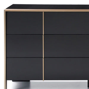 HomeRoots 29" Modern Black Dresser with Brushed Bronze Accents – Stylish Storage Solution for Any Space 6 284191
