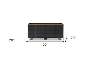 HomeRoots 29" Modern Black Dresser with Brushed Bronze Accents – Stylish Storage Solution for Any Space 6 284191