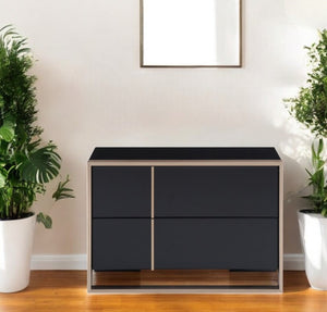 Homeroots 20" Black Two Drawers Nightstand   284193