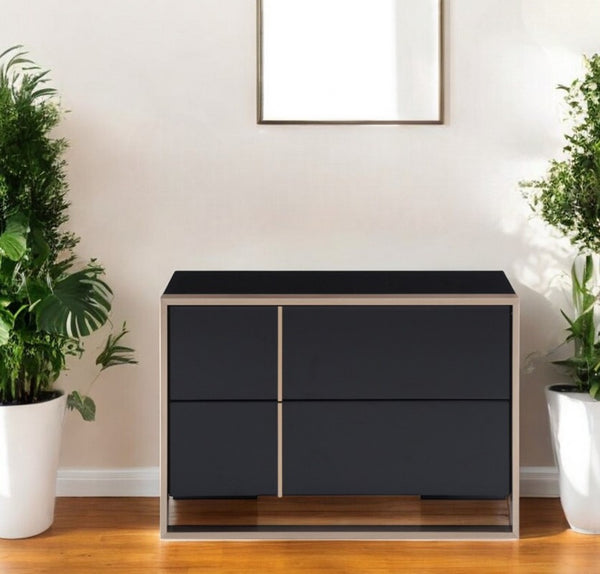 Homeroots 20" Black Two Drawers Nightstand   284193