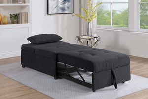 English Elm Contemporary Black Sherpa Sleeper Sofa Chair with Tufted Seat, Pull-Out Bed, Pillow Included, Armless B011P367881