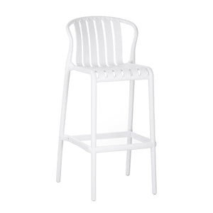 English Elm Outdoor Stackable Armless Barstools Set of 2 Uv Resistant Slat Back Patio Seating White N780P199452W