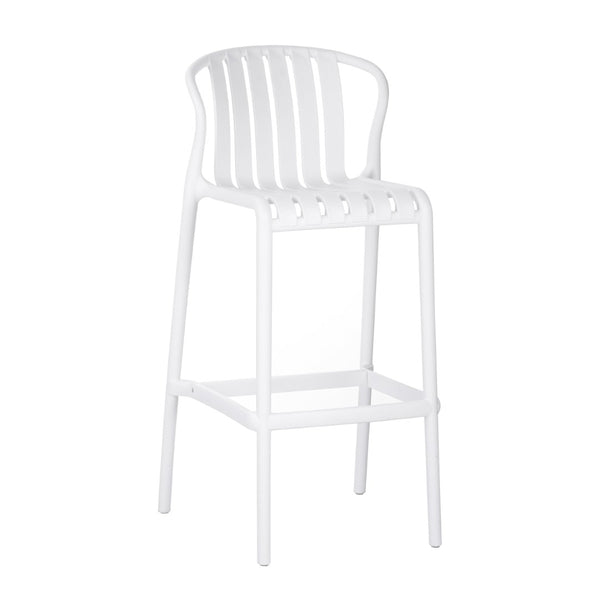 English Elm Outdoor Stackable Armless Barstools Set of 2 Uv Resistant Slat Back Patio Seating White N780P199452W