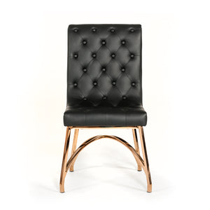 Homeroots Tufted Black And Gold Upholstered Faux Leather Dining Side Chair  Metal 284231