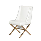 Homeroots White And Gold Upholstered Faux Leather Dining Side Chair  Metal 284232