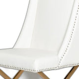 Homeroots White And Gold Upholstered Faux Leather Dining Side Chair  Metal 284232