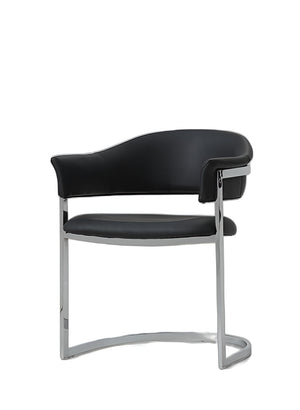 Homeroots Black And Silver Upholstered Faux Leather Open Back Dining Arm Chair Black Metal 284242