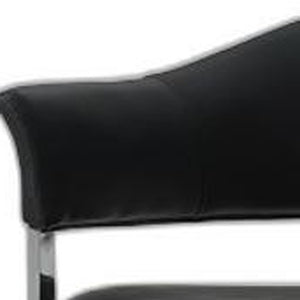 Homeroots Black And Silver Upholstered Faux Leather Open Back Dining Arm Chair Black Metal 284242