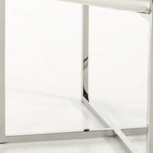 Homeroots White And Silver Upholstered Faux Leather Dining Arm Chair White Metal 284246