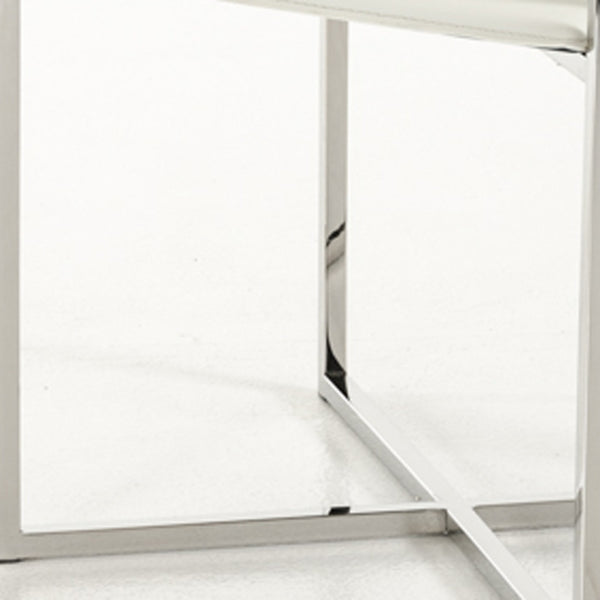 Homeroots White And Silver Upholstered Faux Leather Dining Arm Chair White Metal 284246