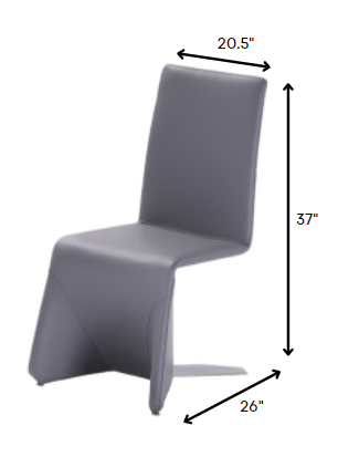 Homeroots Set Of Two Gray Upholstered Faux Leather Dining Side Chairs  Metal 284249