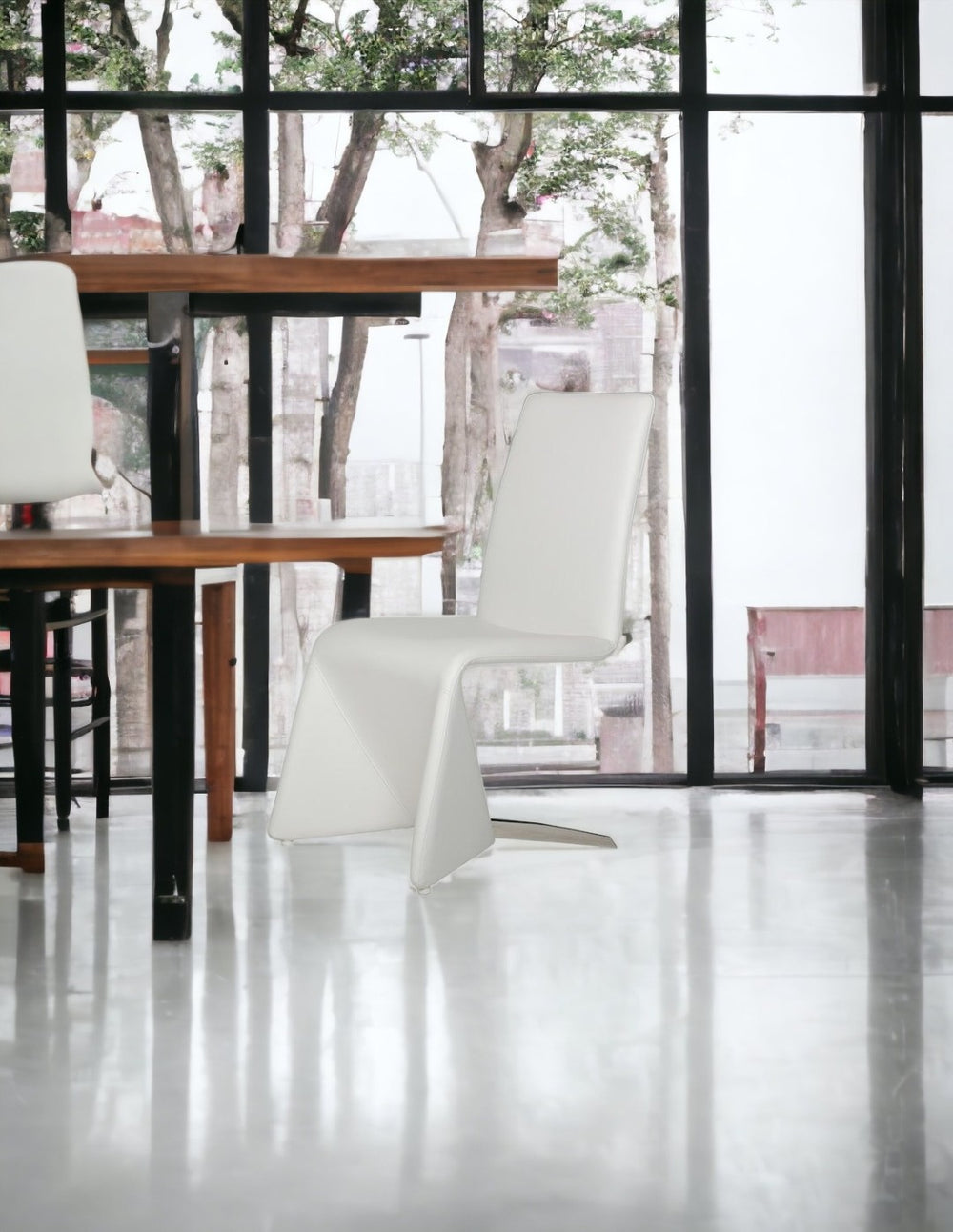 HomeRoots Set of Two White Upholstered Faux Leather Dining Chairs – Modern, Versatile, and Stylish Seating Option 284250