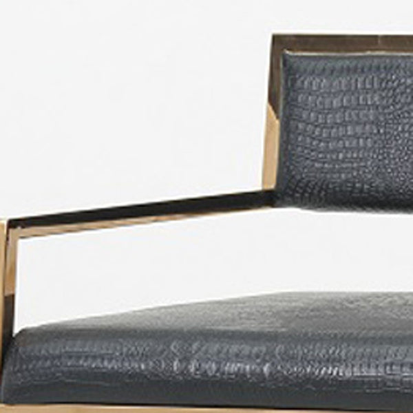 Homeroots Black And Gold Upholstered Faux Leather Dining Side Chair  Metal 284253