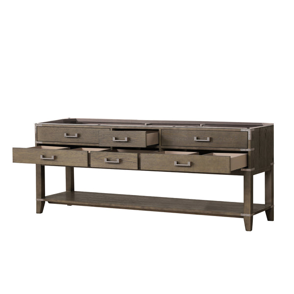 English Elm Grey Oak Double Sink Vanity 84" W - Elegant Storage Solution For Modern Bathrooms, Fully Assembled B2731P260380