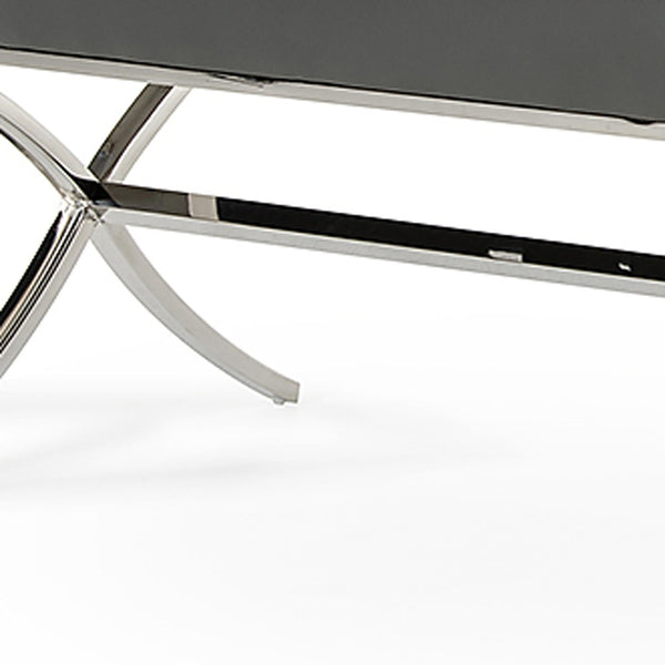 Homeroots 63" Gray And Silver Upholstered Faux Leather Bench  Metal 284268