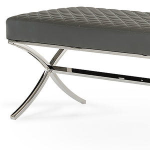 Homeroots 63" Gray And Silver Upholstered Faux Leather Bench  Metal 284268