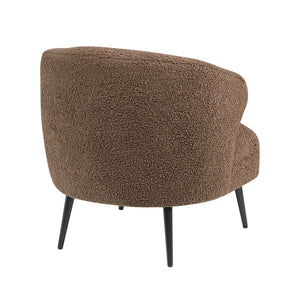 English Elm Luxury Boucle Accent Chair with High-Density Foam, Curved Mid-Century Design, Plush Seat Comfort Brown 26.5 L x 29.5 W x 22 H B011P283278