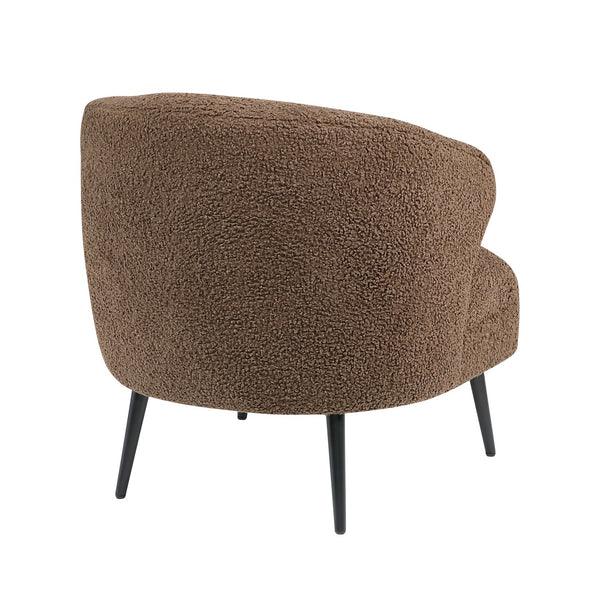 English Elm Luxury Boucle Accent Chair with High-Density Foam, Curved Mid-Century Design, Plush Seat Comfort Brown 26.5 L x 29.5 W x 22 H B011P283278