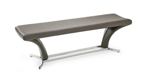 Homeroots 63" Gray And Silver Upholstered Faux Leather Bench  Metal 284272
