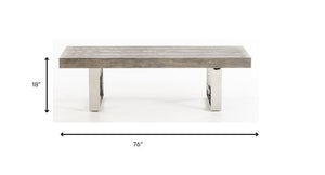 Homeroots 76" Gray And Silver Dining Bench  Manufactured Wood 284278